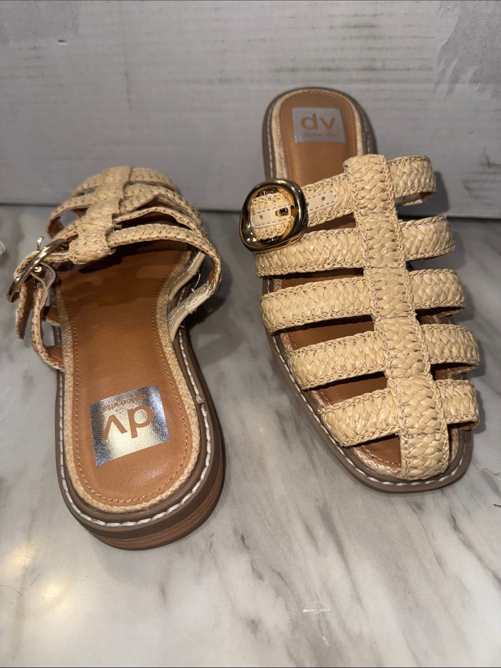 DV by Dolce Vita Natural Woven Buckle Slide Mules - Picture 9 of 10